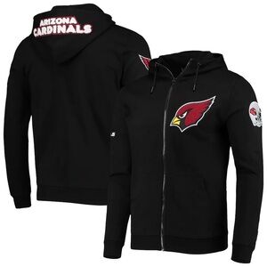 Arizona Cardinals Black Full-Zip Hoodie Jacket - Team Logo